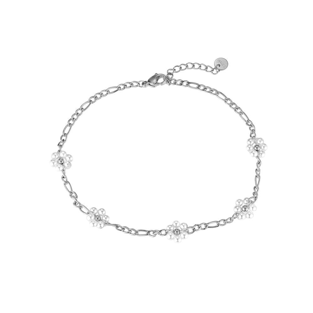 FUßKETTE SILBER MIT BLUMEN